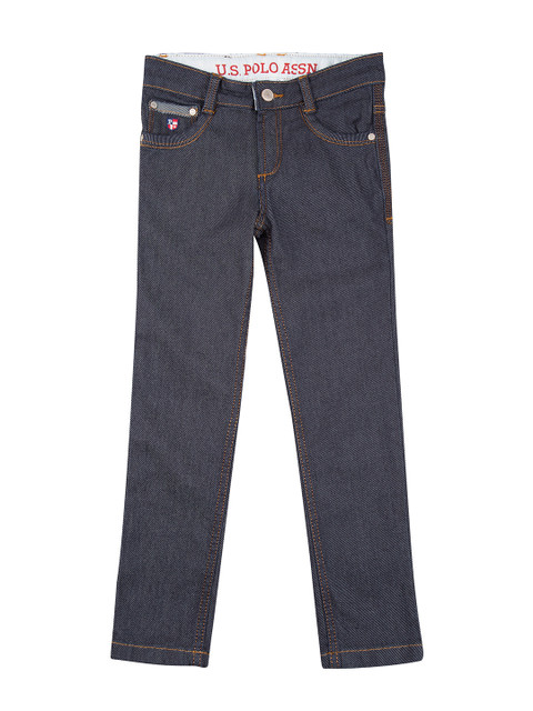 

U.S. Polo Assn. Kids Boys Blue Slim Fit Mid-Rise Clean Look Stretchable Jeans