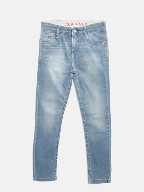 

U.S. Polo Assn. Kids Boys Blue Slim Fit Mid-Rise Clean Look Stretchable Jeans