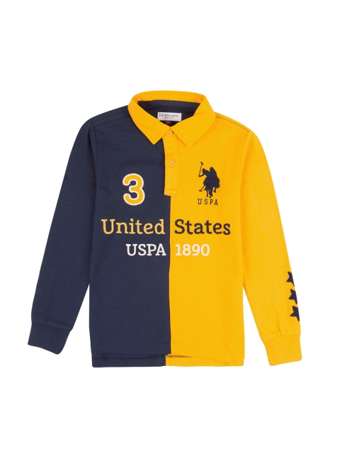 

U.S. Polo Assn. Kids Boys Yellow Printed Polo Collar T-shirt