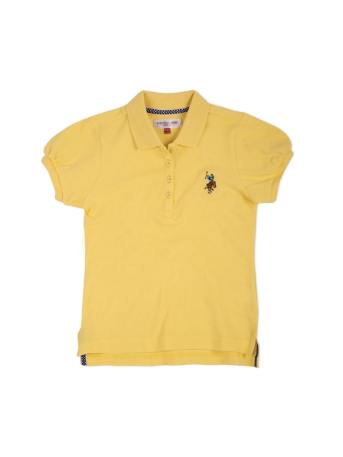 

U.S. Polo Assn. Kids Girls Yellow Solid Polo Collar T-shirt