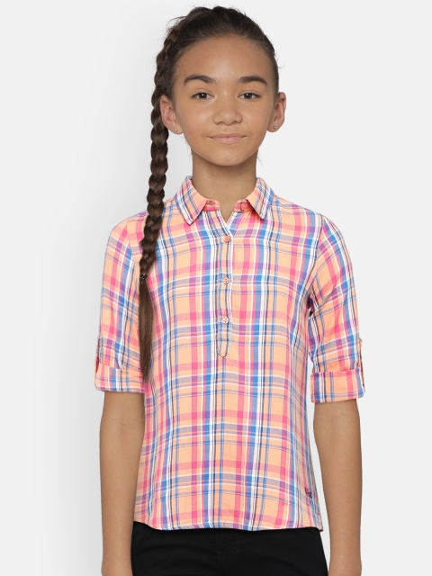 

U.S. Polo Assn. Kids Girls Pink Checked Shirt Style Top
