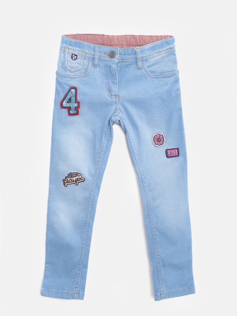 

U.S. Polo Assn. Kids Girls Blue Regular Fit Mid-Rise Clean Look Stretchable Jeans