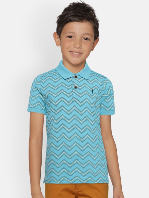 

Indian Terrain Boys Blue & Grey Printed Polo Collar T-shirt