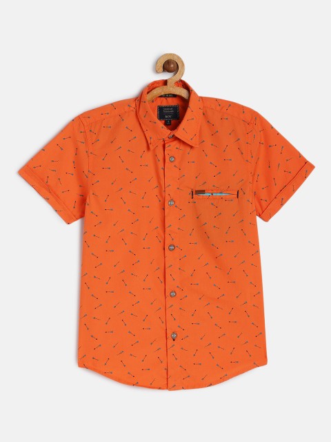 

Indian Terrain Boys Orange Regular Fit Printed Casual Shirt