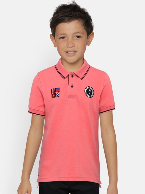 

Indian Terrain Boys Pink Solid Polo Collar T-shirt