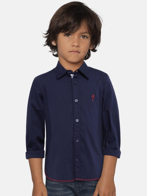 

Indian Terrain Boys Navy Blue Regular Fit Solid Casual Shirt