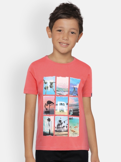 

Indian Terrain Boys Coral Printed Round Neck T-shirt