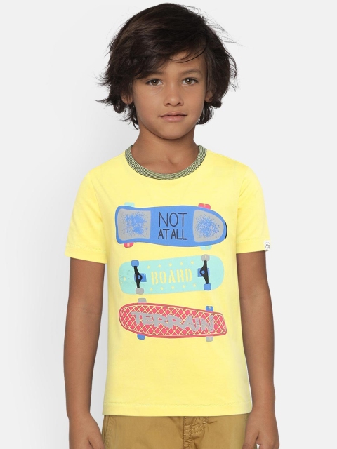 

Indian Terrain Boys Yellow Printed Round Neck T-shirt