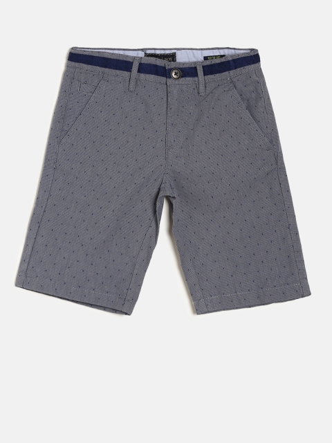 

Indian Terrain Boys Grey & Blue Printed Regular Shorts