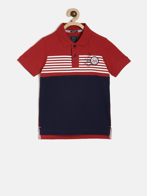 

Indian Terrain Boys Red Colourblocked Polo Collar T-shirt