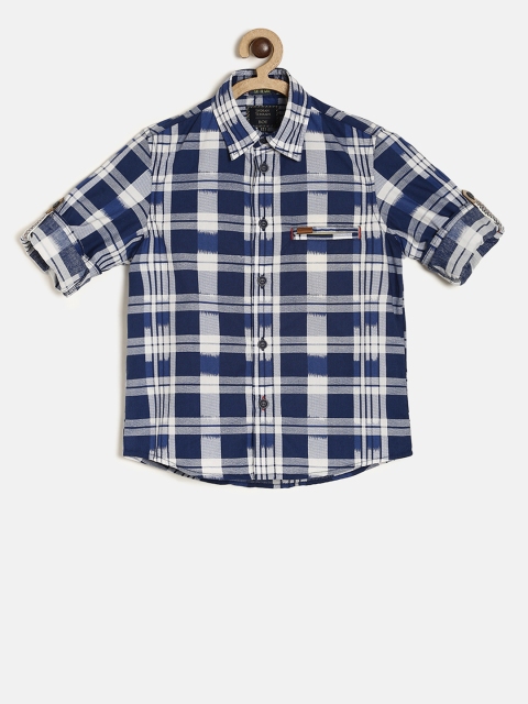 

Indian Terrain Boys Blue & White Regular Fit Checked Casual Shirt