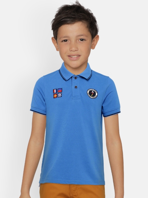 

Indian Terrain Boys Blue Solid Polo Collar T-shirt