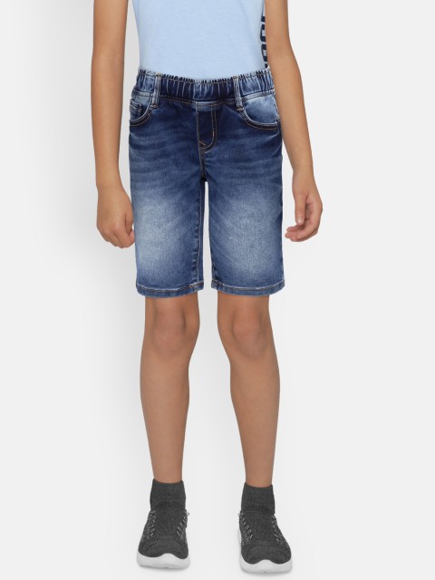 

Indian Terrain Boys Blue Solid Regular Fit Denim Shorts