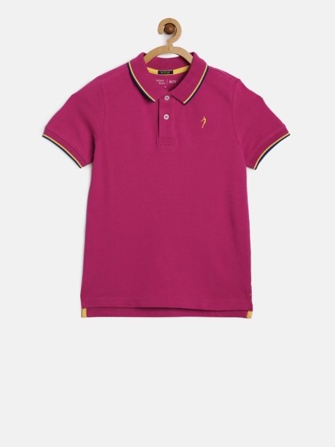 

Indian Terrain Boys Pink Solid Polo Collar T-shirt