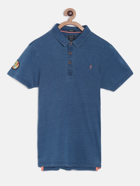 

Indian Terrain Boys Blue Solid Polo Collar T-shirt