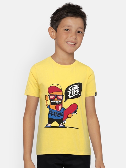 

Indian Terrain Boys Yellow Printed Round Neck T-shirt