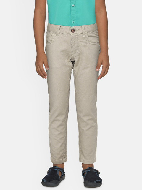 

Indian Terrain Boys Beige Regular Fit Solid Regular Trousers