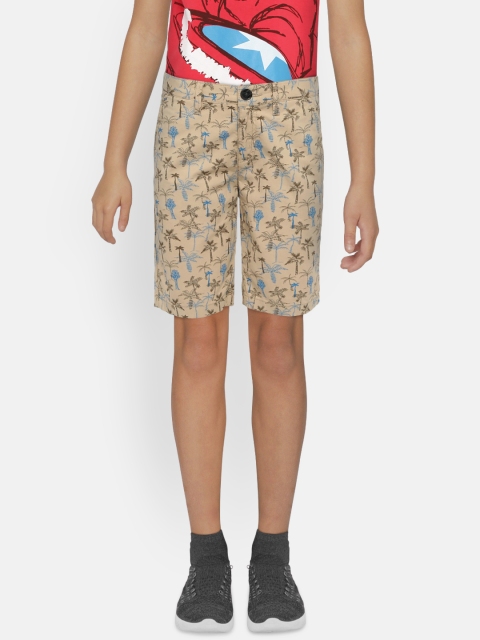 

Indian Terrain Boys Beige Printed Regular Fit Chino Shorts