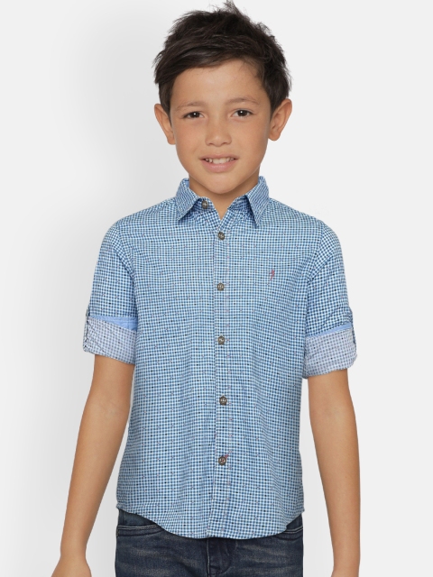 

Indian Terrain Boys Blue & White Regular Fit Checked Casual Shirt