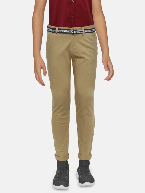 

Indian Terrain Boys Beige Solid Regular Trousers