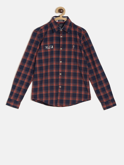 

Indian Terrain Boys Navy Blue & Red Checked Casual Shirt