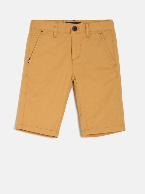 

Indian Terrain Boys Mustard Brown Solid Regular Fit Shorts