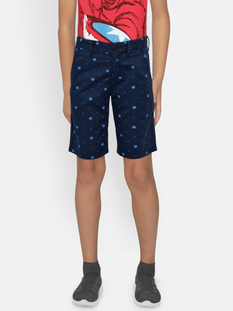 

Indian Terrain Boys Navy Blue Printed Regular Fit Regular Shorts