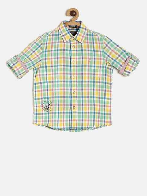 

Indian Terrain Boys Green & Yellow Regular Fit Checked Casual Shirt