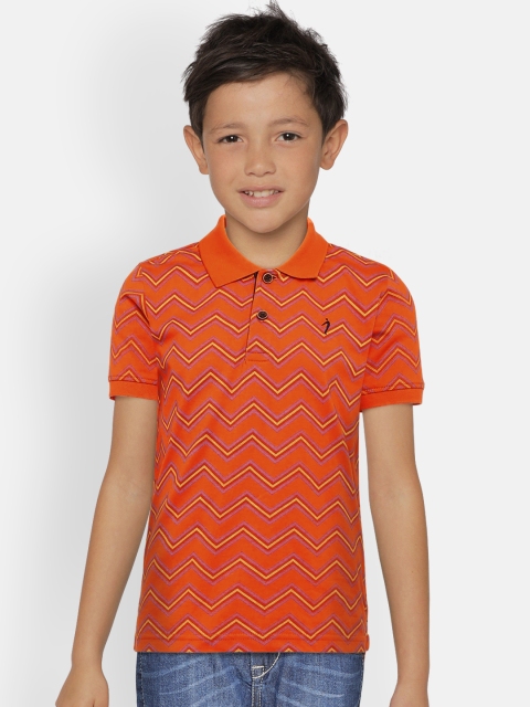 

Indian Terrain Boys Orange Printed Polo Collar T-shirt