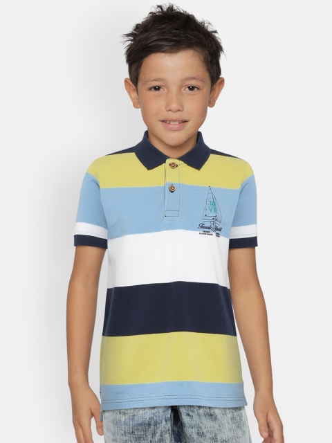 

Indian Terrain Boys Blue & White Colourblocked Polo Collar T-shirt