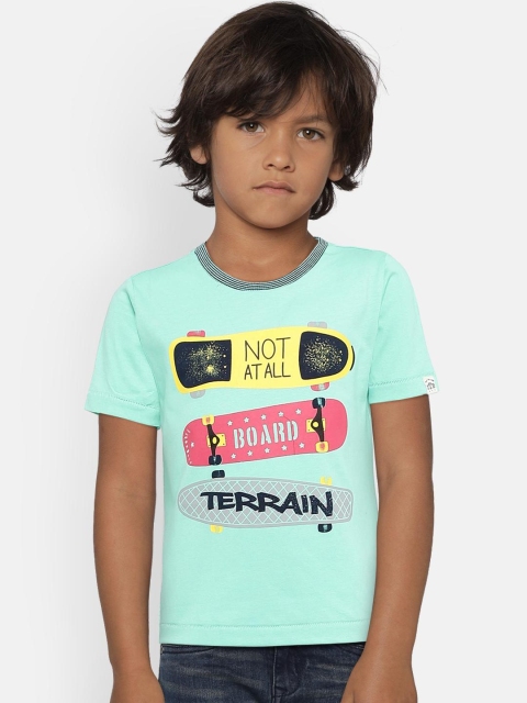 

Indian Terrain Boys Mint Green Printed Round Neck T-shirt