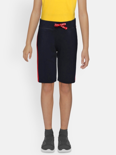 

Indian Terrain Boys Navy Blue & Red Side Striped Regular Fit Shorts