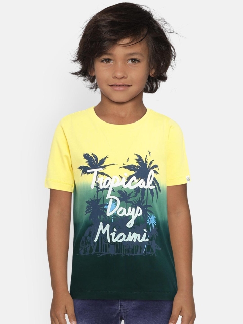 

Indian Terrain Boys Yellow & Green Printed T-shirt