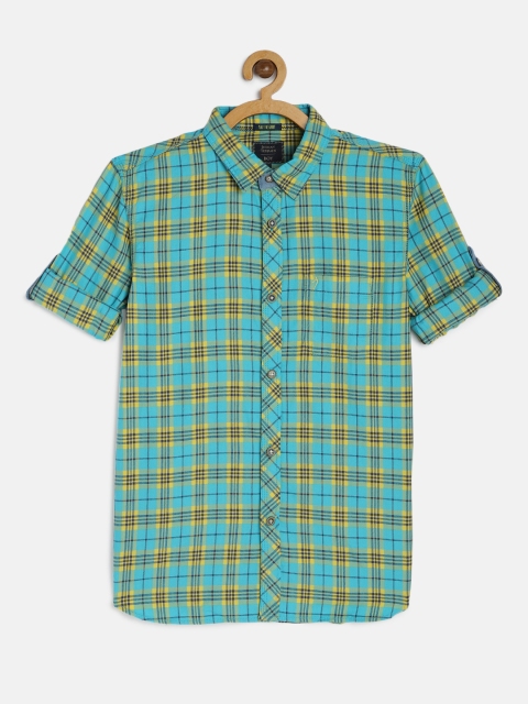 

Indian Terrain Boys Blue & Yellow Regular Fit Checked Casual Shirt