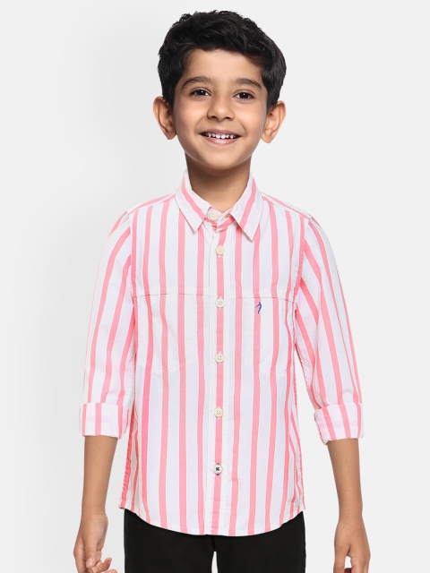 

Indian Terrain Boys Pink & White Regular Fit Striped Cotton Casual Shirt