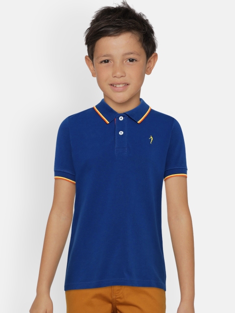 

Indian Terrain Boys Blue Solid Polo Collar T-shirt