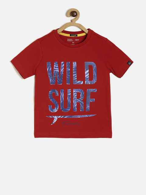 

Indian Terrain Boys Red Printed Round Neck T-shirt