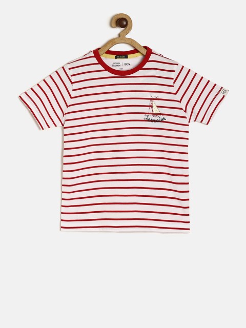

Indian Terrain Boys White & Red Striped Round Neck T-shirt