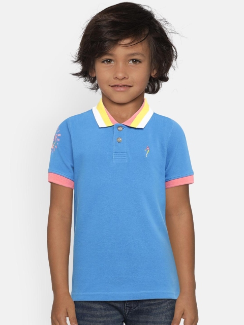 

Indian Terrain Boys Blue Solid Polo Collar T-shirt