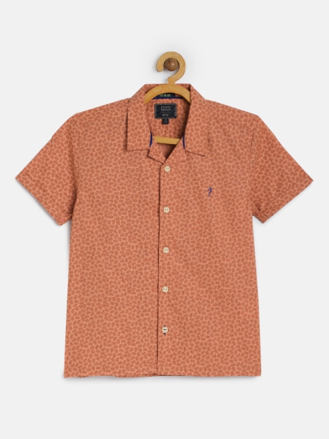 

Indian Terrain Boys Rust Brown Regular Fit Printed Casual Shirt