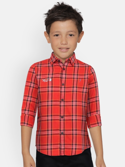

Indian Terrain Boys Red Regular Fit Checked Casual Shirt