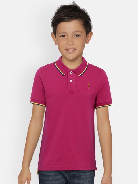 

Indian Terrain Boys Fuchsia Solid Polo Collar T-shirt