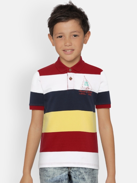 

Indian Terrain Boys Navy Blue & White Colourblocked Polo Collar T-shirt