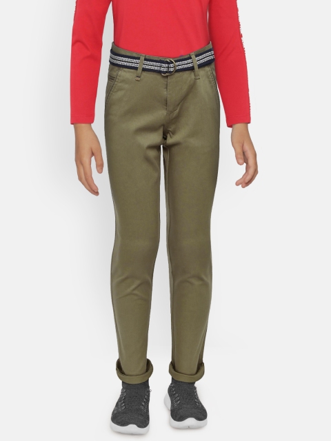 

Indian Terrain Boys Green Regular Fit Solid Trousers