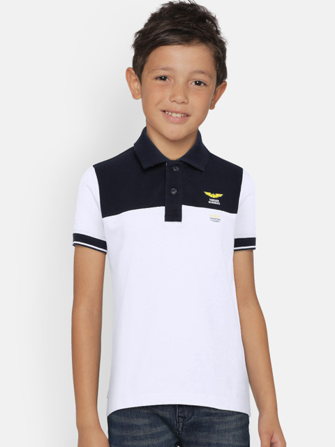 

Indian Terrain Boys White Colourblocked Polo Collar T-shirt