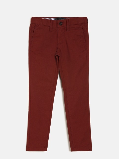 

Indian Terrain Boys Rust Brown Solid Regular Trousers