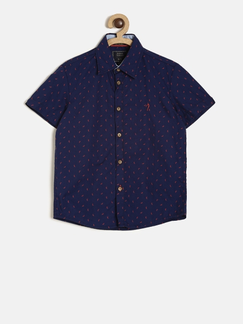 

Indian Terrain Boys Navy Blue Regular Fit Printed Casual Shirt