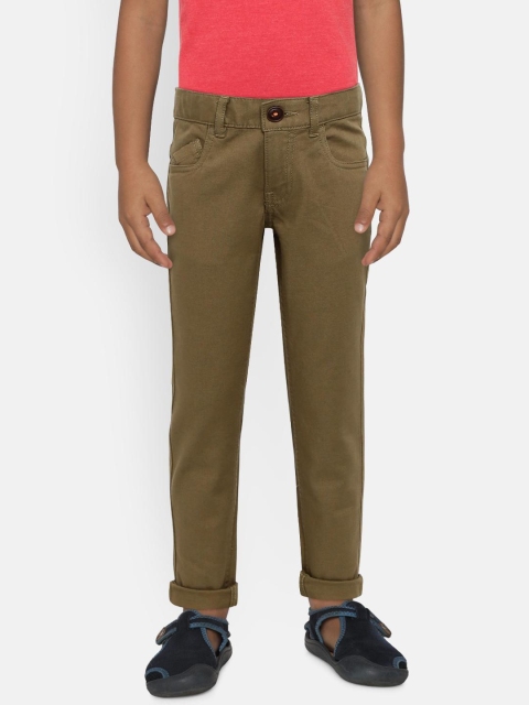 

Indian Terrain Boys Khaki Regular Fit Solid Regular Trousers