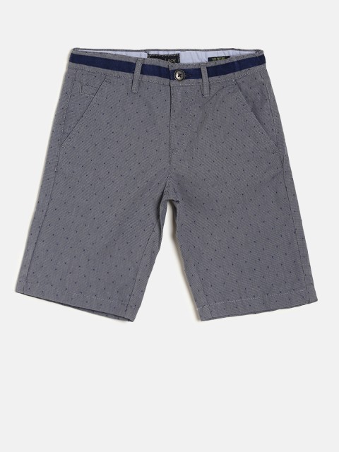 

Indian Terrain Boys Grey & Blue Printed Regular Shorts
