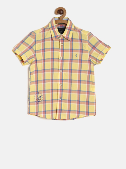 

Indian Terrain Boys Yellow Regular Fit Checked Casual Shirt